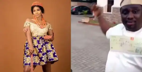 Man offers Tacha ₦5 million cheque as he mocks Peter Okoye, and Jaruma